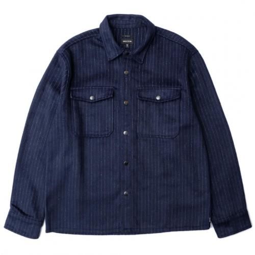 BRIXTON SELDEN SOFT BRUSHED FLANNEL SHIRT / MOOD INDIGO PINESTRIPE (֥ꥯȥ Ĺµͥ륷)