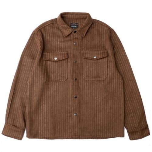 BRIXTON SELDEN SOFT BRUSHED FLANNEL SHIRT / PINECONE BROWN PINESTRIPE (֥ꥯȥ Ĺµͥ륷)