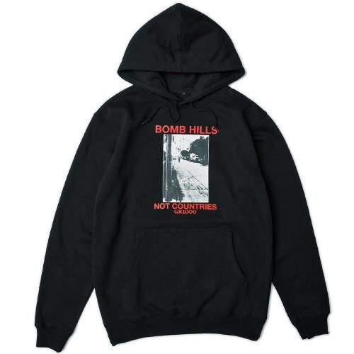 GX1000 BOMB HILLS NOT COUNTRIES HOODIE / BLACK w/ RED FONT  (å աǥ/å)