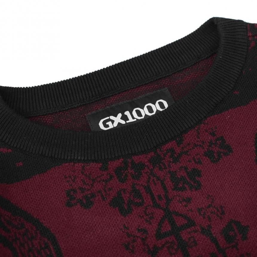 GX1000 ジャガードニットセーター | ブラック/マルーン - HORRIBLE'S