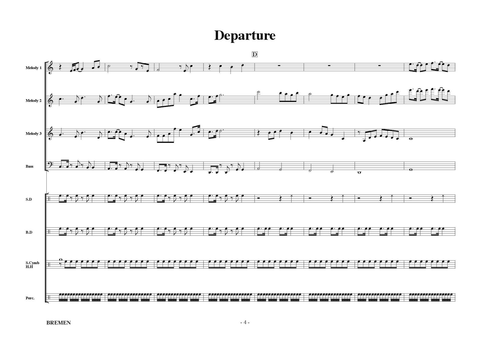 器楽合奏楽譜（新シリーズ）Departure　作曲：佐藤 直紀　編曲：吉川 浩司　【2023年6月取扱開始】