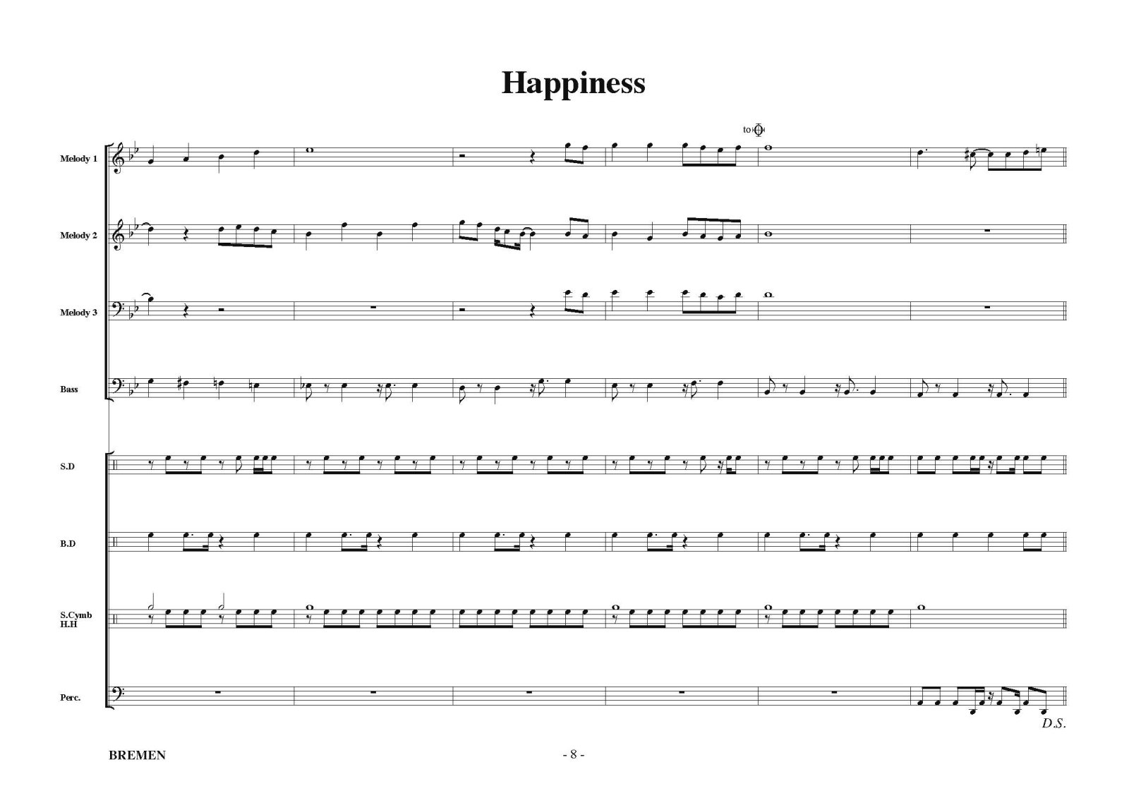 器楽合奏楽譜（新シリーズ）Happiness　嵐　作曲：岡田 実音　編曲：吉川 浩司　【2023年6月取扱開始】