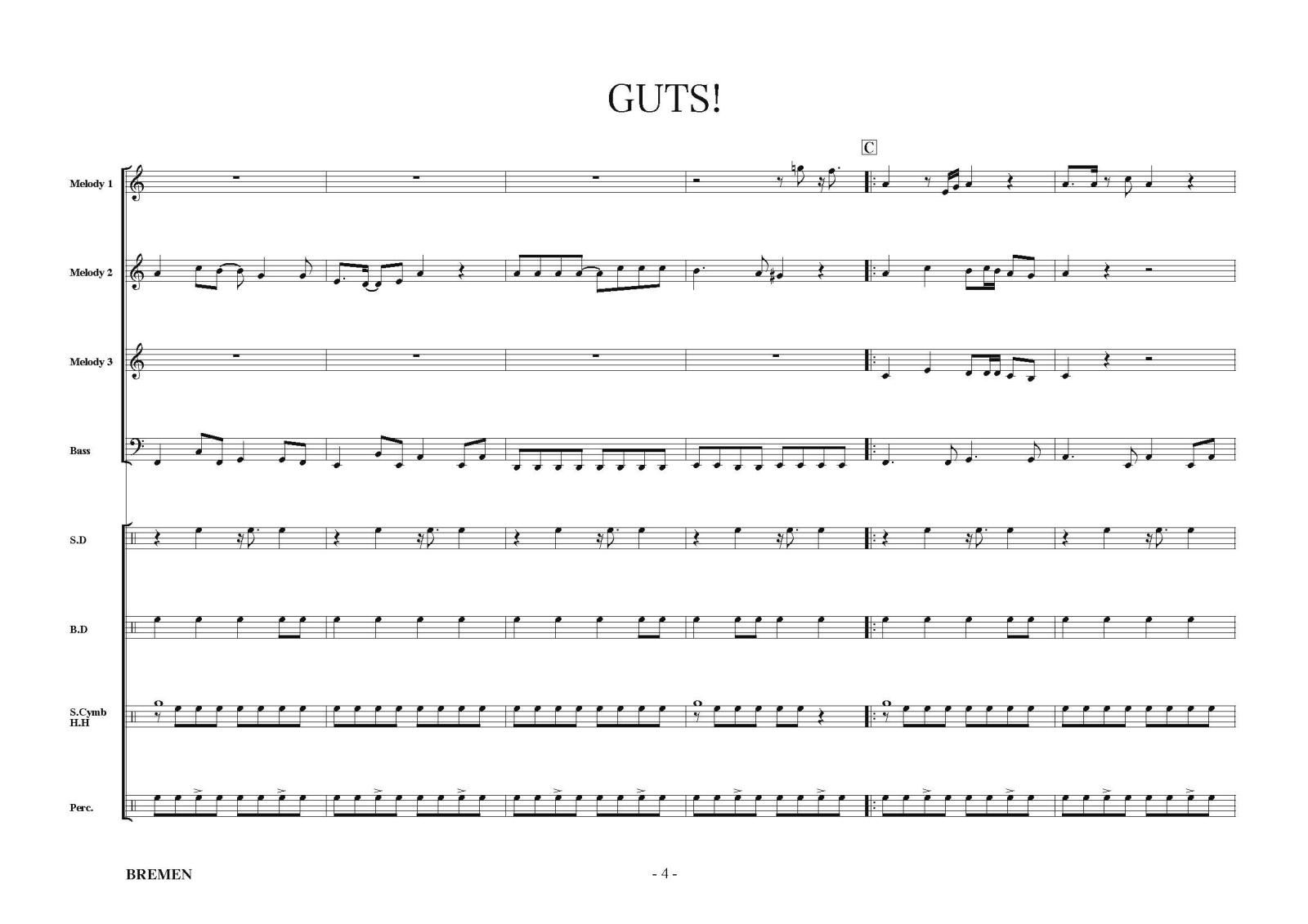 器楽合奏楽譜（新シリーズ）GUTS！ 嵐 作曲：SAKRA 編曲：吉川