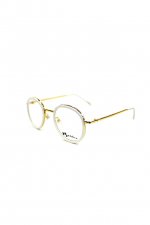 metal flame glasses(Lucifer Arrow / WHITE-GOLD × CLEAR)
