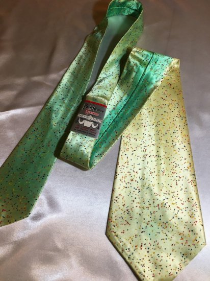 1940s~50s デッドストック・スパター柄ネクタイ・蛍光グリーン