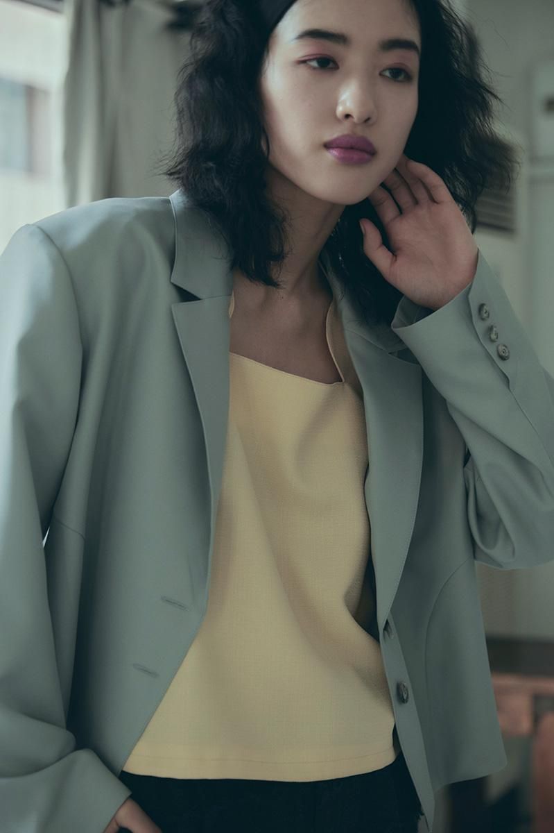 POWER SHOULDER LENGTH JACKET /BLUE GRAY