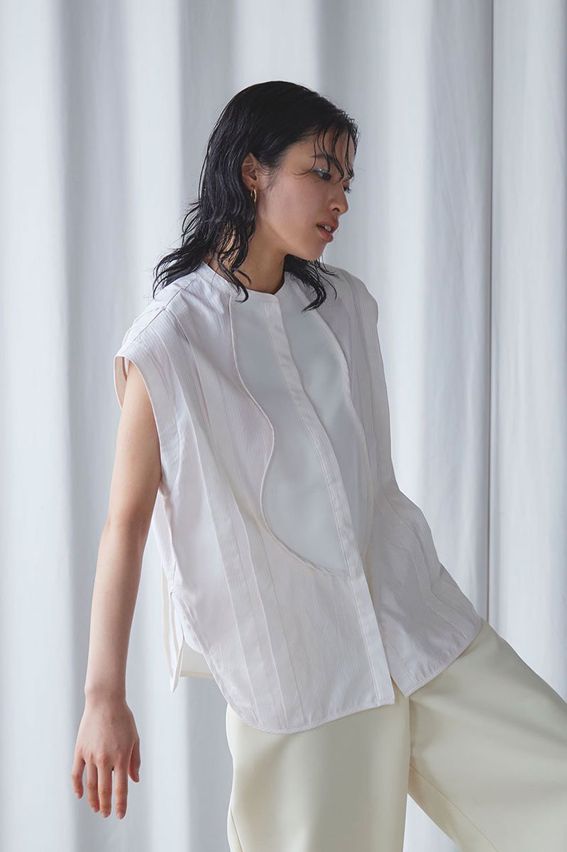 宅配便送料無料 MEER. GOURD SLEEVELESS BLOUSE /CRM | tatihome.com