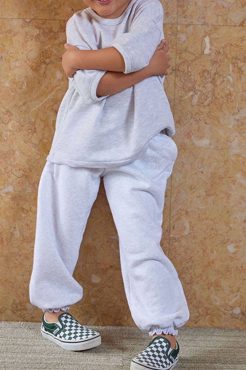 KIDS RIB HEM SWEAT PANTS /WHT