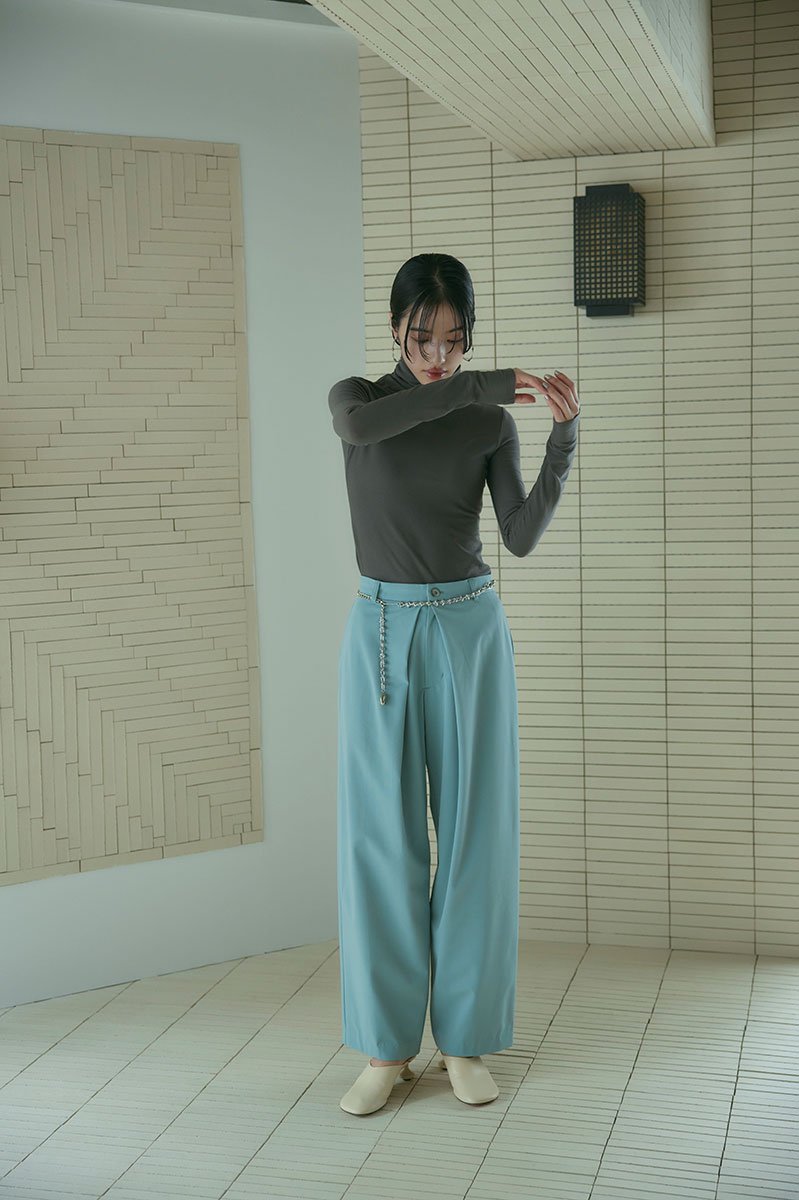 MEER.】FOLD TUCK PANTS /BLE GREENパンツ - abdallahlashrey.com