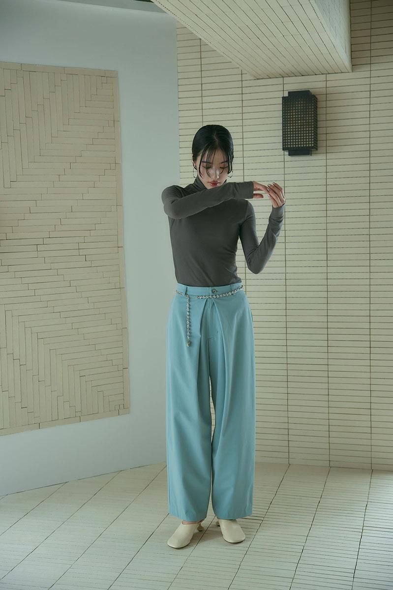 FOLD TUCK PANTS /BLE GREEN