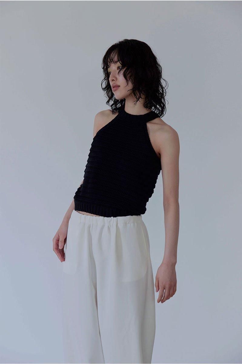 トップス MEER AMERICAN SLEEVE COTTON KNIT TOP AMERICAN SLEEVE COTTON KNIT TOP /BLK A494 - MEER.