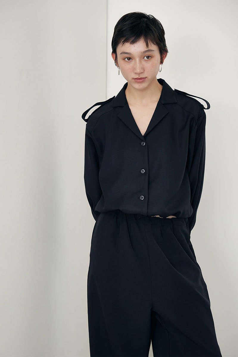 OPEN COLLAR SHIRT /BLK