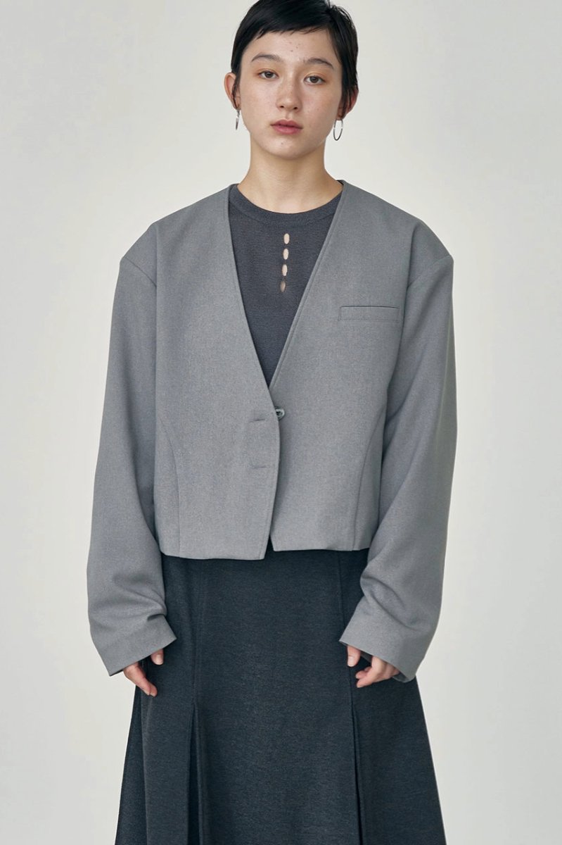 SHOULDER PUFF SHORT JACKET /GRY