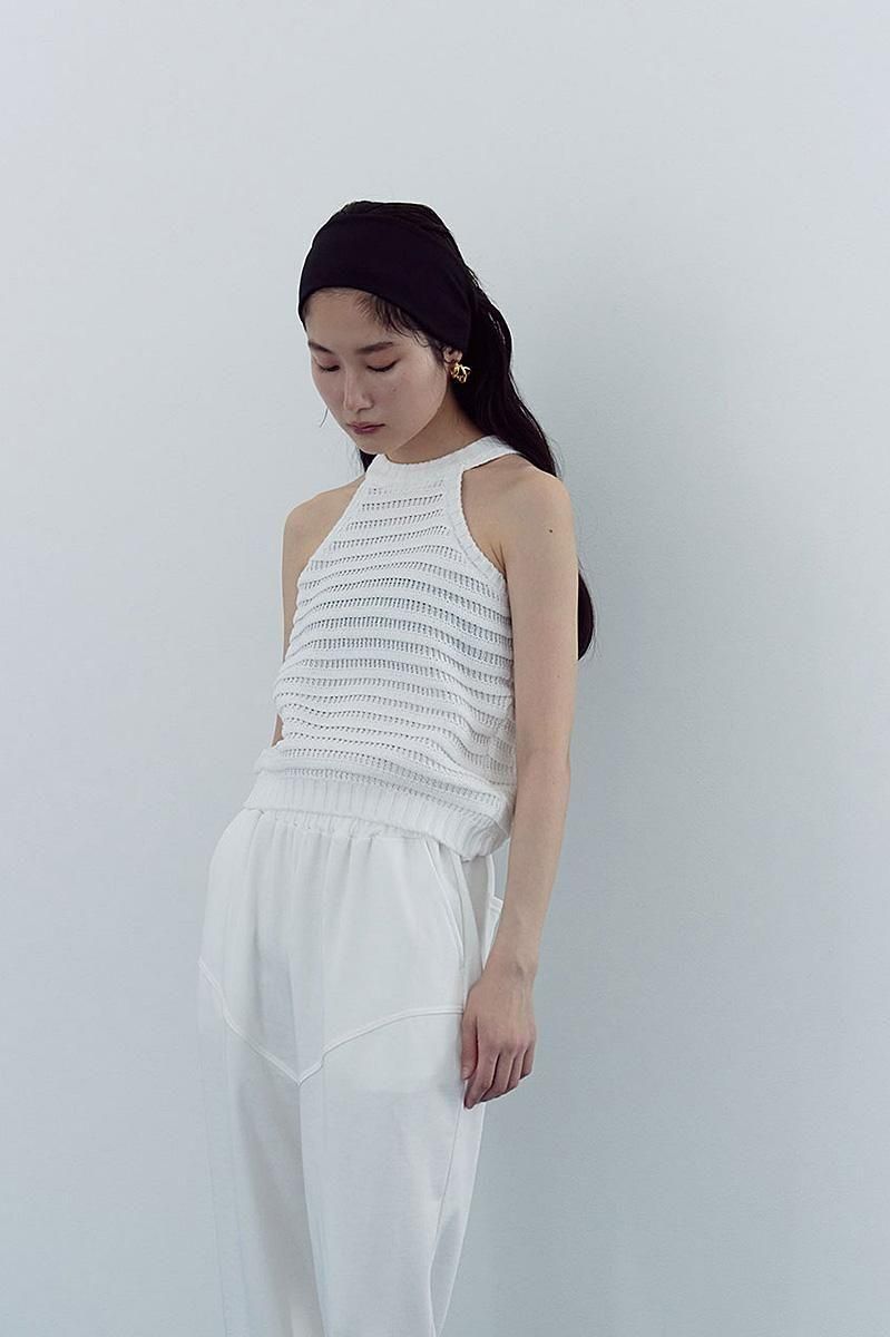 AMERICAN SLEEVE COTTON KNIT TOP /WHT