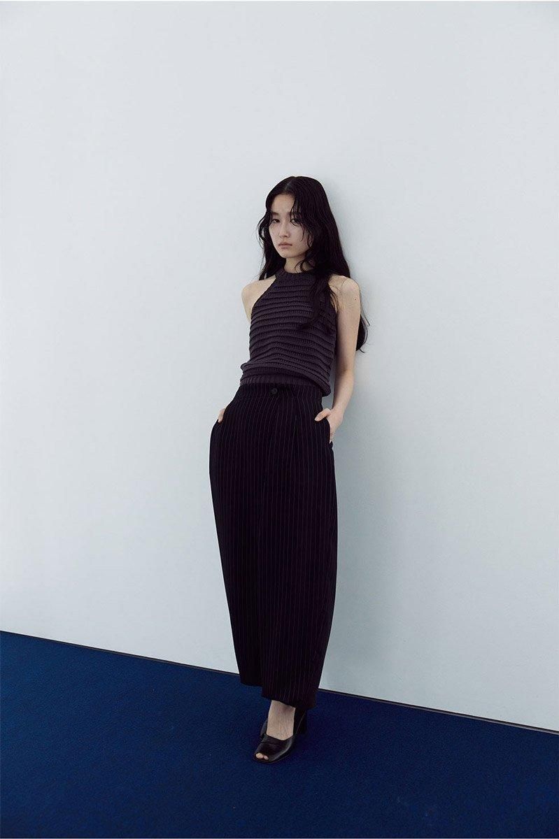 トップス MEER AMERICAN SLEEVE COTTON KNIT TOP AMERICAN SLEEVE COTTON KNIT TOP /CHARCOAL - MEER.