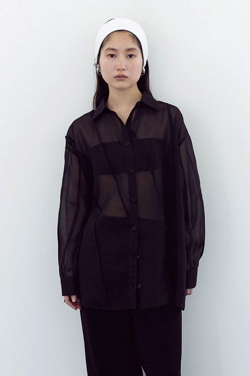 RIPPLES SHEER OVERSHIRT /BLK