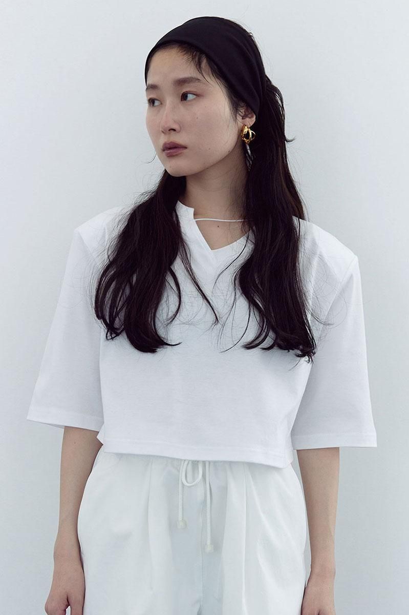 NECK SLIT TEE /WHT