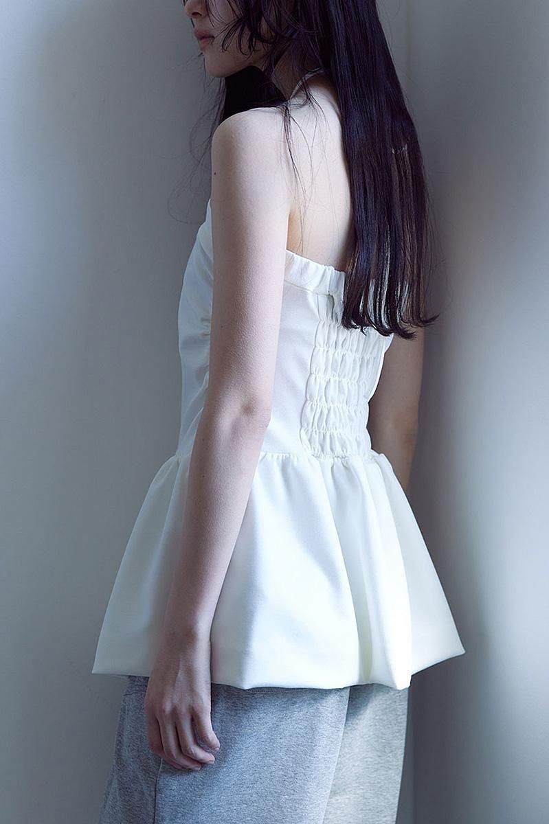 HEM BALLOON HALTER BARE TOP /WHT