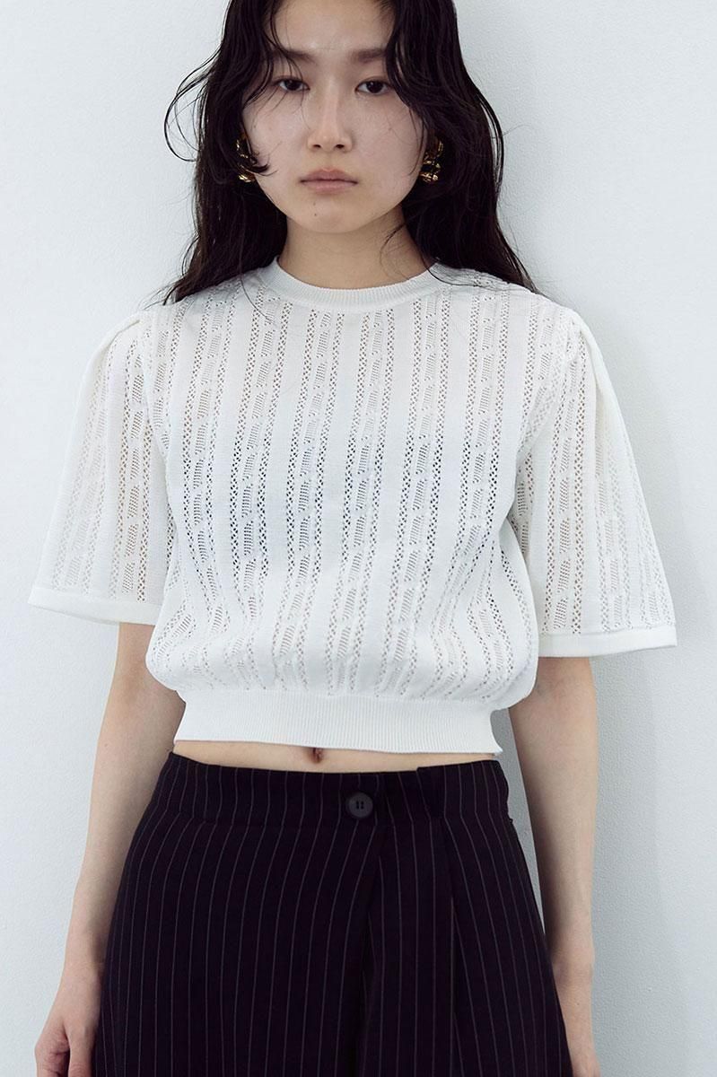 AMOSSA SHEER KNIT TOP /WHT