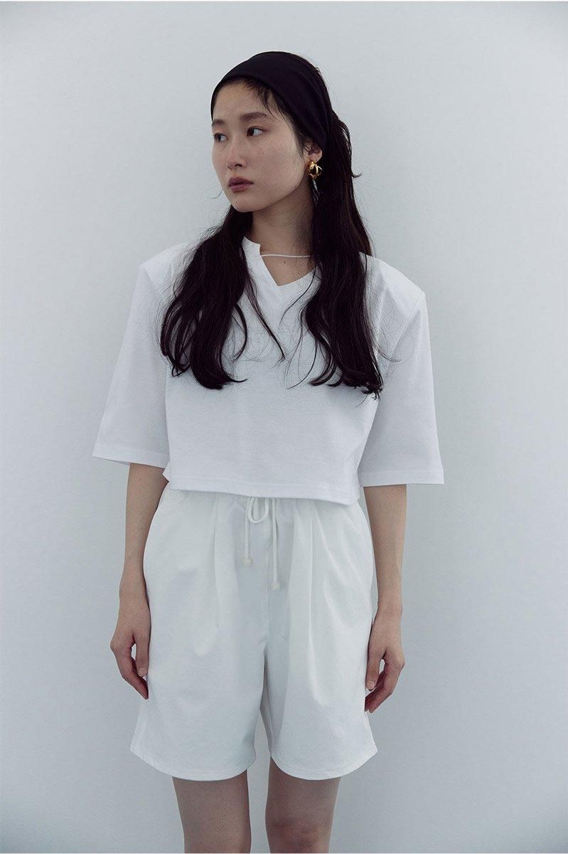 NYLON GATHER SHORT PANTS /WHT