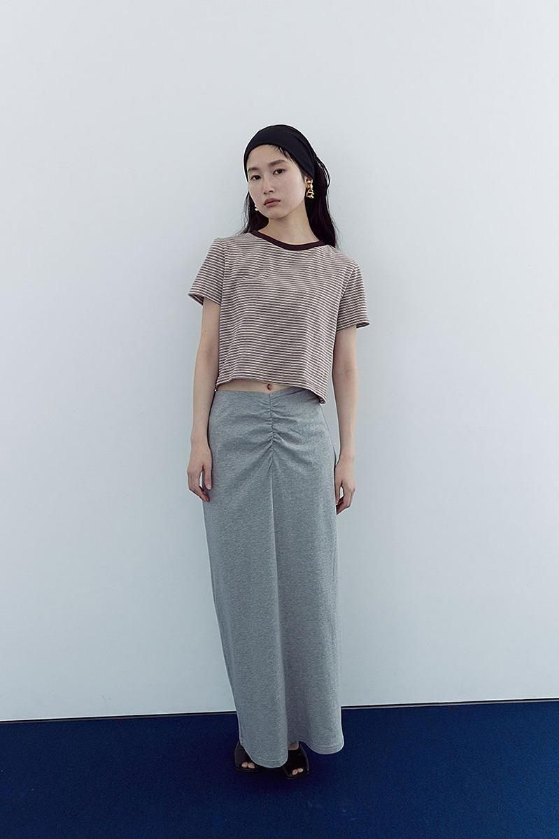 FRONT GATHER TIGHT SKIRT /GRY