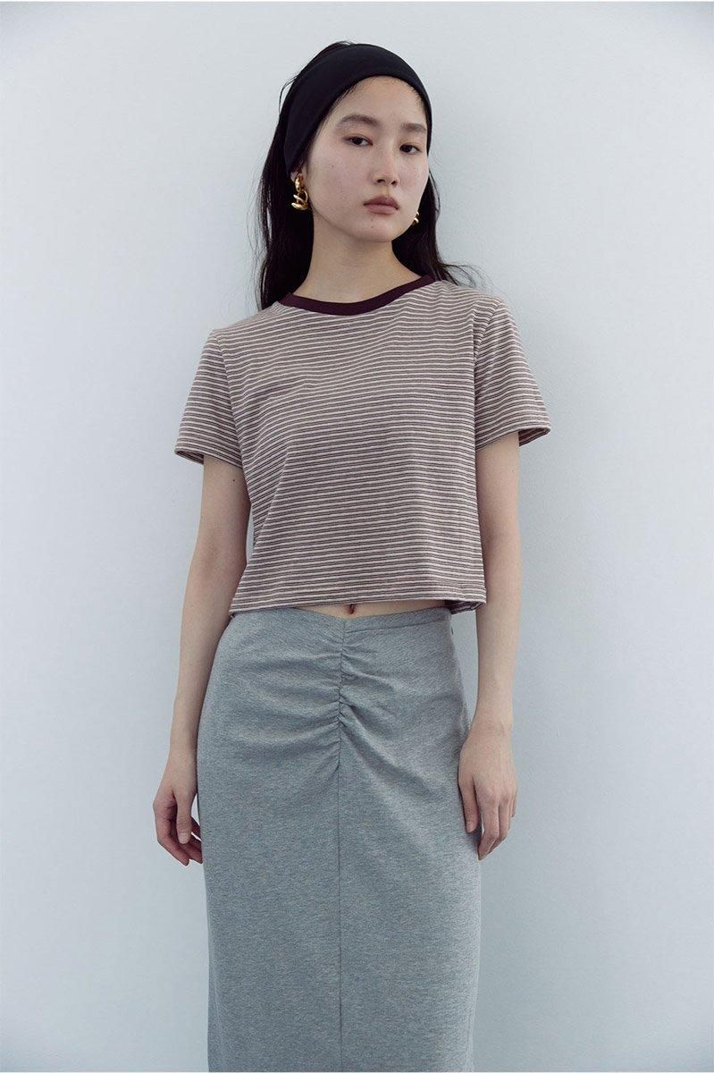 meer.／FRONT GATHER TIGHT SKIRT(BLK) b24fc77a29cce5492425ec38e23977