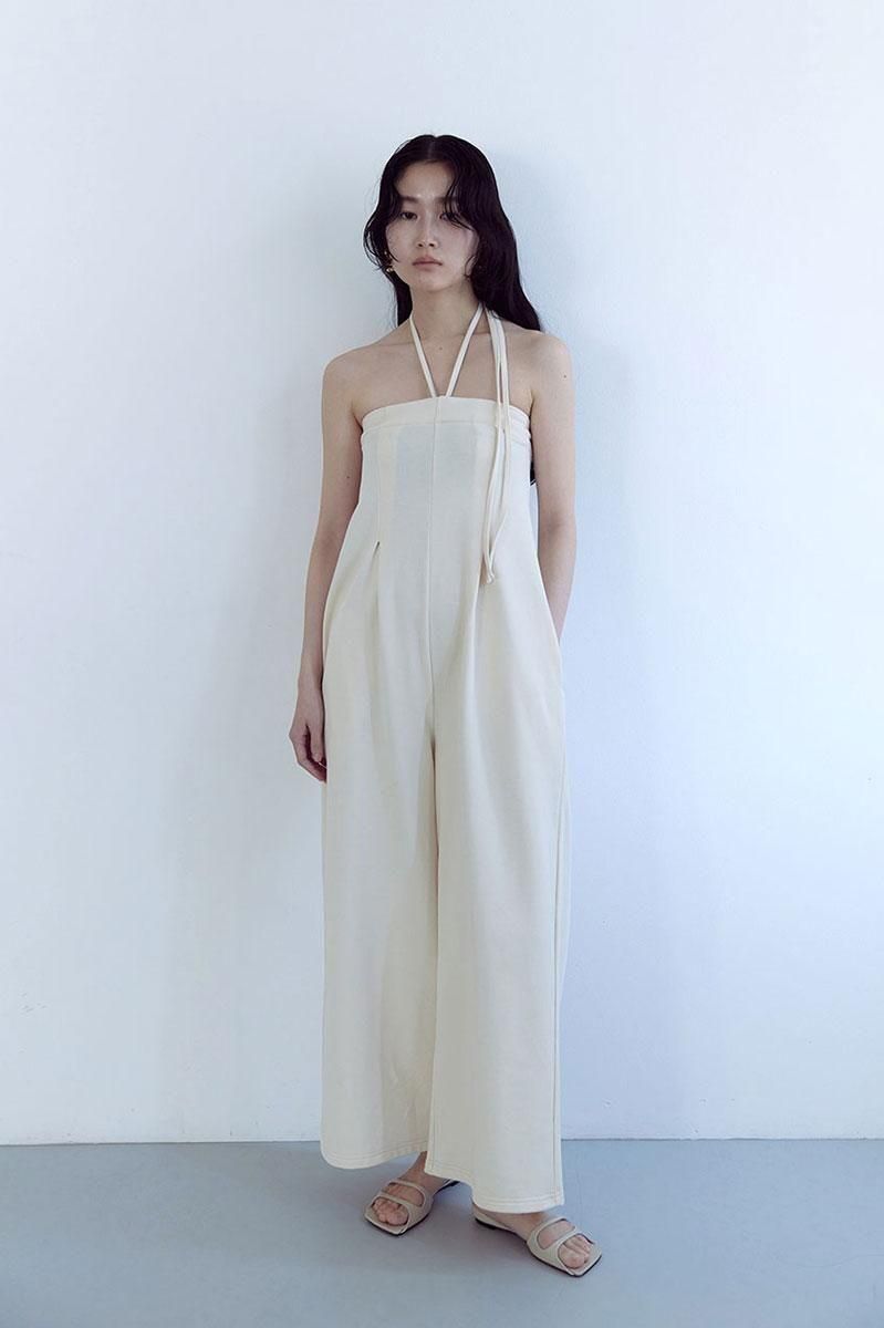 SWEAT HALTER BARE ROMPERS /CRM