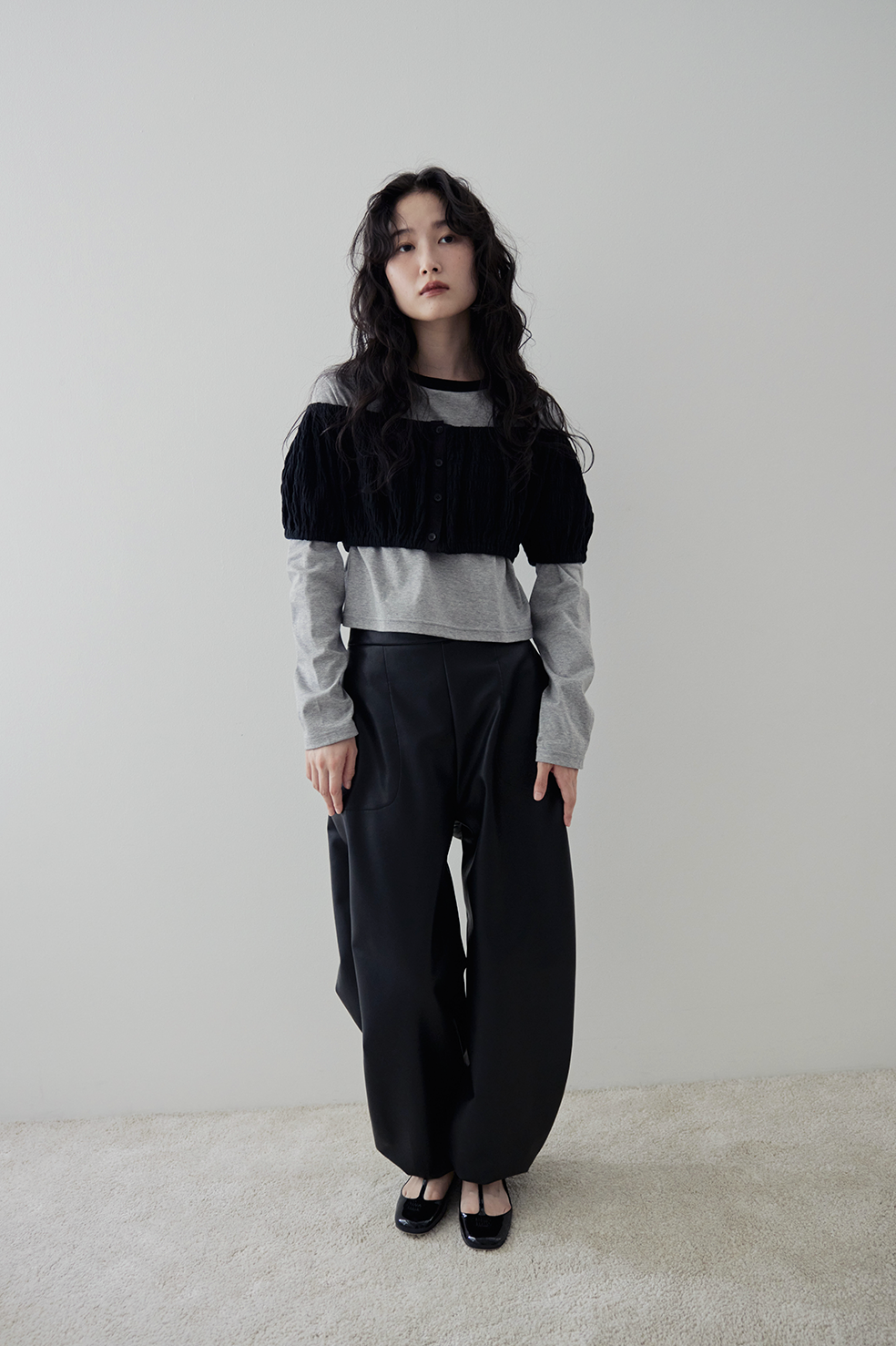COMPACT LONG TEE /GRY