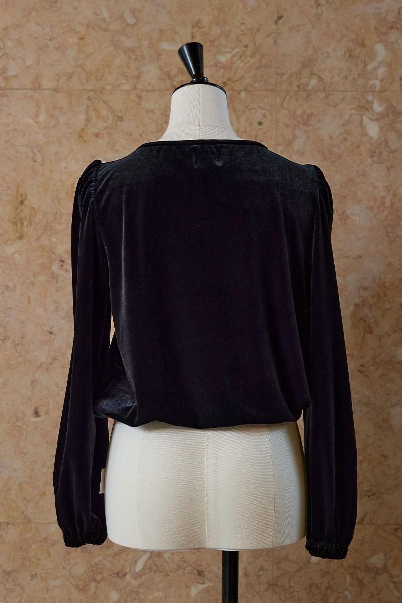 meer.ROUND CUTTING VELOUR TOP ベロア　トップス ROUND CUTTING VELOUR TOP /BLK - MEER.
