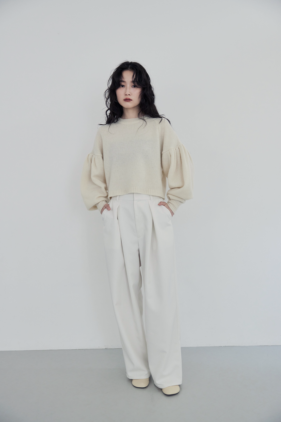 RAGLAN WOOL KNIT TOP /WHT