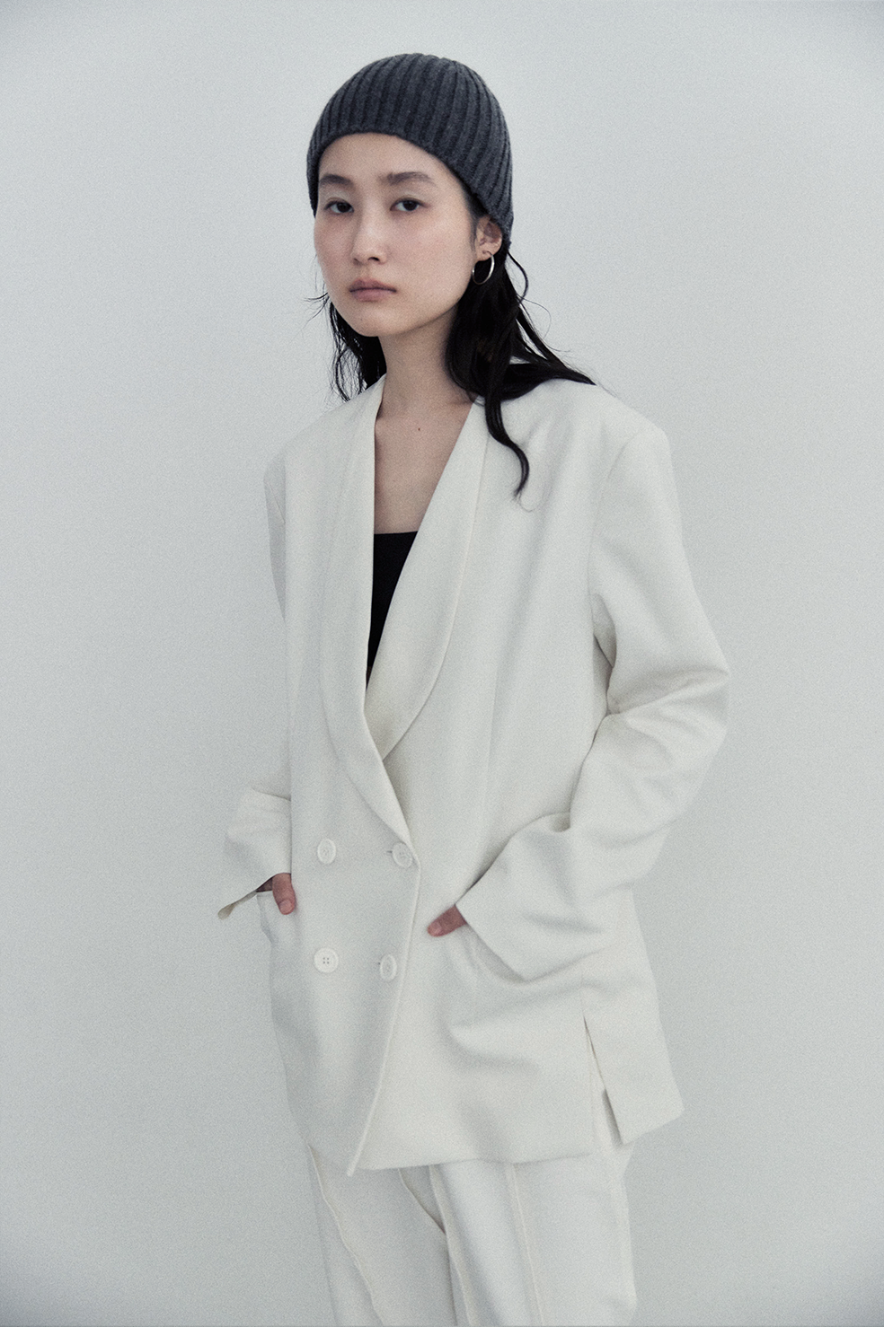 SHAWL COLLAR JACKET /WHT