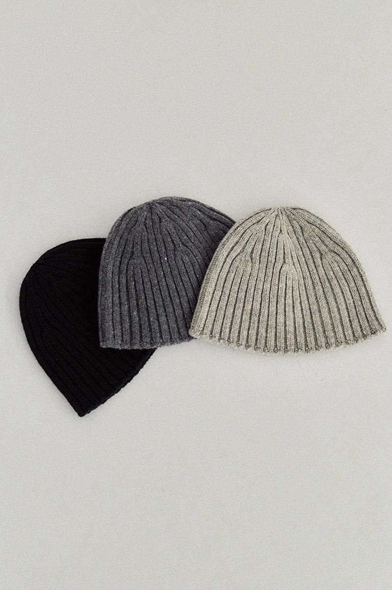 WOOL KNIT BEANIE /SANDCHARCOALBLK