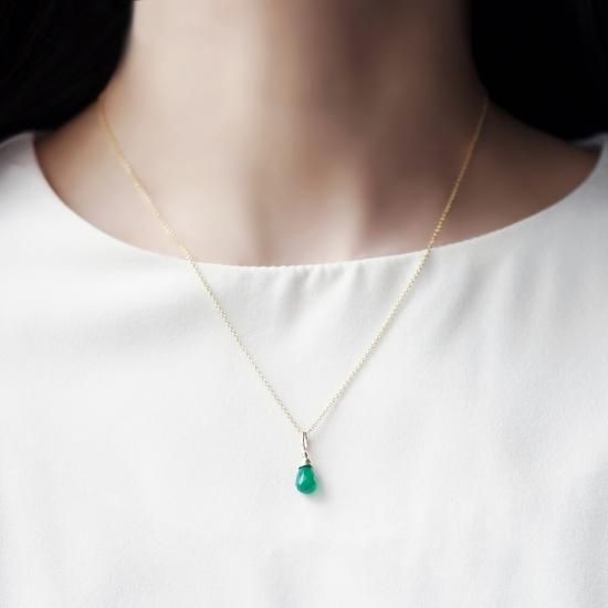 グリーンオニキスのブリオレットカット50cmネックレス ～Ernestine