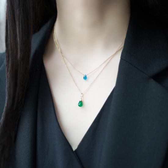 グリーンオニキスのブリオレットカット50cmネックレス ～Ernestine