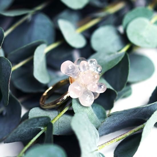 リパッティジュエリー ローズクォーツによる蓮の花のリング Lotus Flower リパッティジュエリー ローズクォーツによる蓮の花のリング Lotus Flower