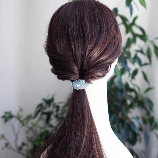シュシュ  ヘアゴム  パワーストーン アクアマリン×ムーンストーン シュシュ ヘアゴム パワーストーン アクアマリン×ムーンストーン