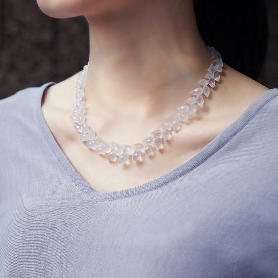 【新品　未使用】美品☆天然水晶 クリスタル ネックレス&イヤリング セット ネックレス ショート イヤリング セット クリスタルガラス