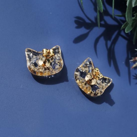 【みー様】813.天然石　高品質ラピスラズリ　向日葵　じゃれ猫　レジン　チャーム GOLD STONE ラピスラズリ 高品質 さざれ石 本物 100g サイズ極小