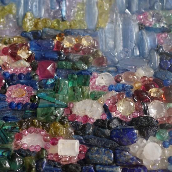 宝石で描かれたクロード・モネ≪睡蓮≫150×150mm