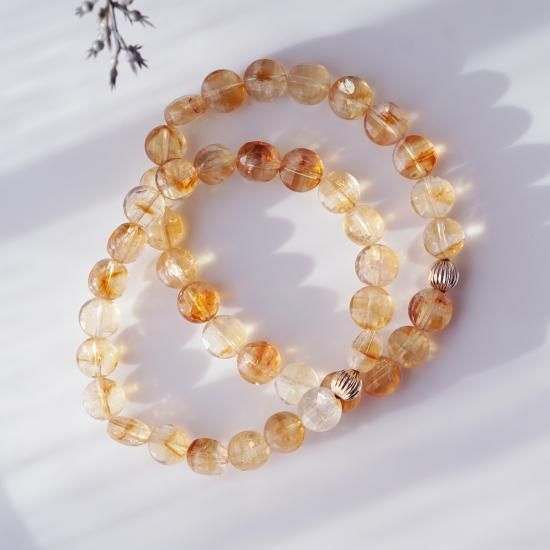 ⭐︎美麗⭐︎非加熱⭐︎レインボーシトリンブレスレット⭐︎ シトリンブレスレット 非加熱シトリン - メルカリ