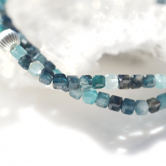 ブルーグリーントルマリン　ブレスレット ブルーグリーントルマリンの一連ブレスレット ～忍野八海（おし