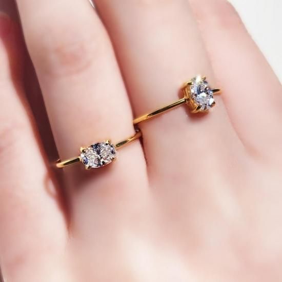 モアサナイト6mmのオーバルファセット爪留めリング・縦横可 ～天狼