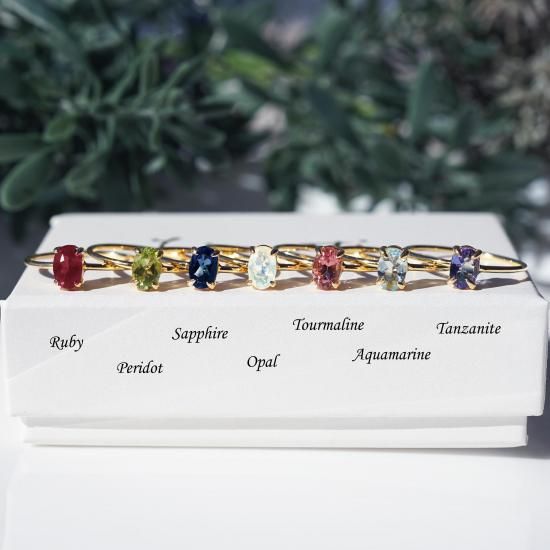 モアサナイト6mmのオーバルファセット爪留めリング・縦横可 ～天狼