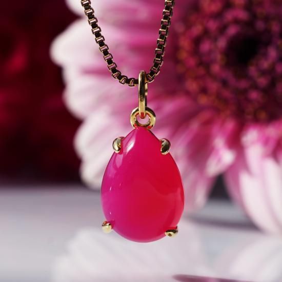 フーシャピンクカルセドニーのネックレス・サージカルステンレス