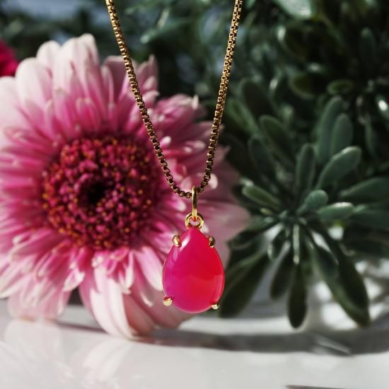 フーシャピンクカルセドニーのネックレス・サージカルステンレス