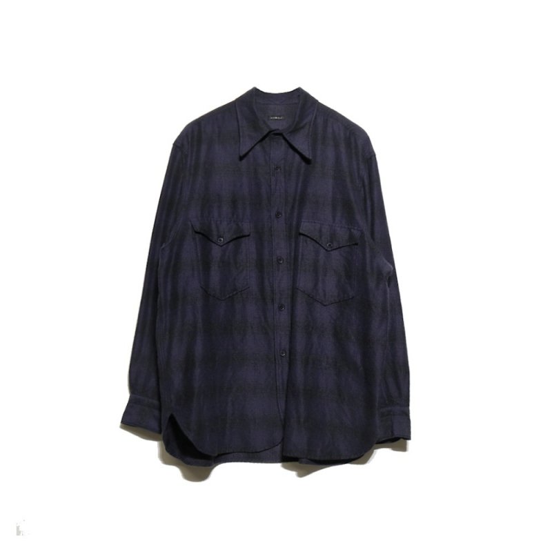 ウールシルク ワークシャツ(U03-02010 Navy) COMOLI - A.I.R.AGE