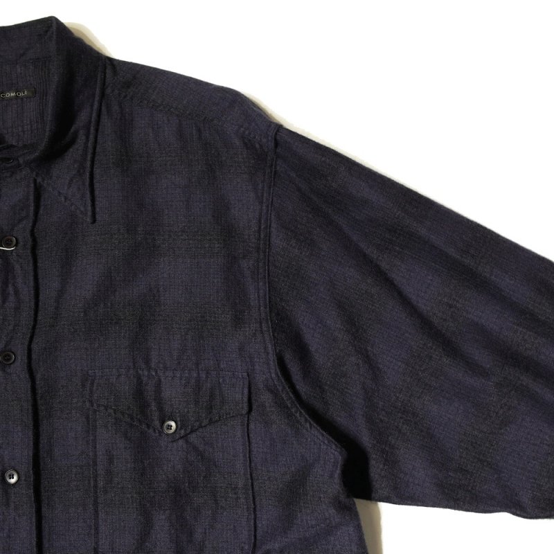 ウールシルク ワークシャツ(U03-02010 Navy) COMOLI - A.I.R.AGE ONLINE STORE for MENS