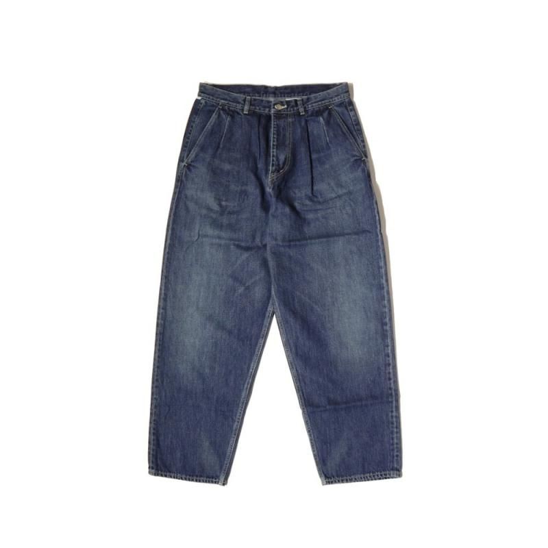 Selvage Denim Two Tuck Tapered Pants (GU243-40187DB Dark