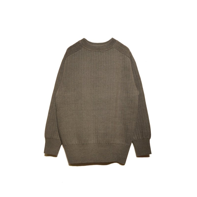 cotton / paper overdyed / crewneck sweater (1231017 Khaki) Slope slow -  A.I.R.AGE ONLINE STORE for MENS