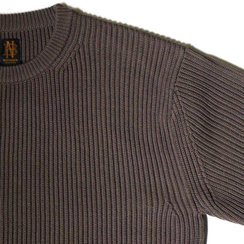 SOLID WOOL RIB CREW NECK (BN-23FM-035 Walnut) BATONER - A.I.R.AGE ONLINE  STORE for MENS